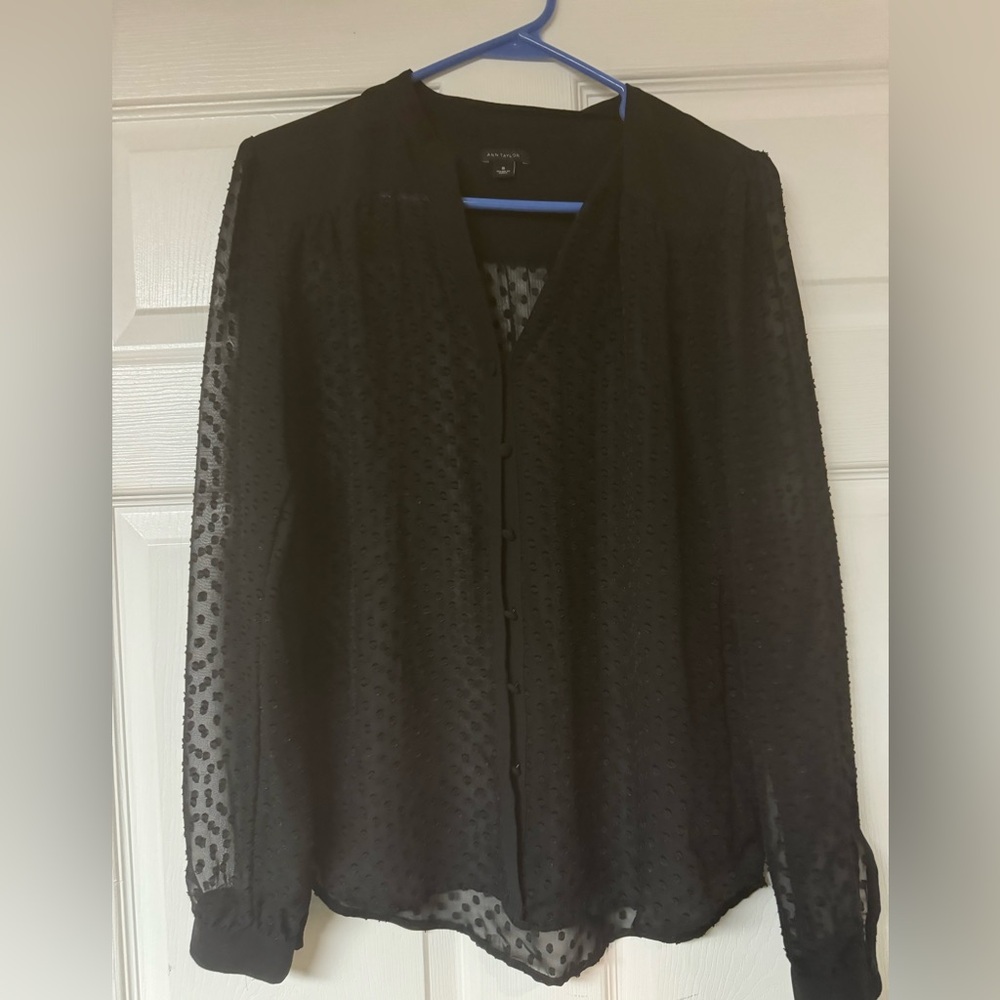 Sheer Black Polka Dot Blouse